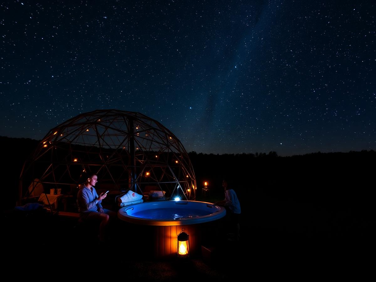 La fogata encendida mientras salen las estrellas.